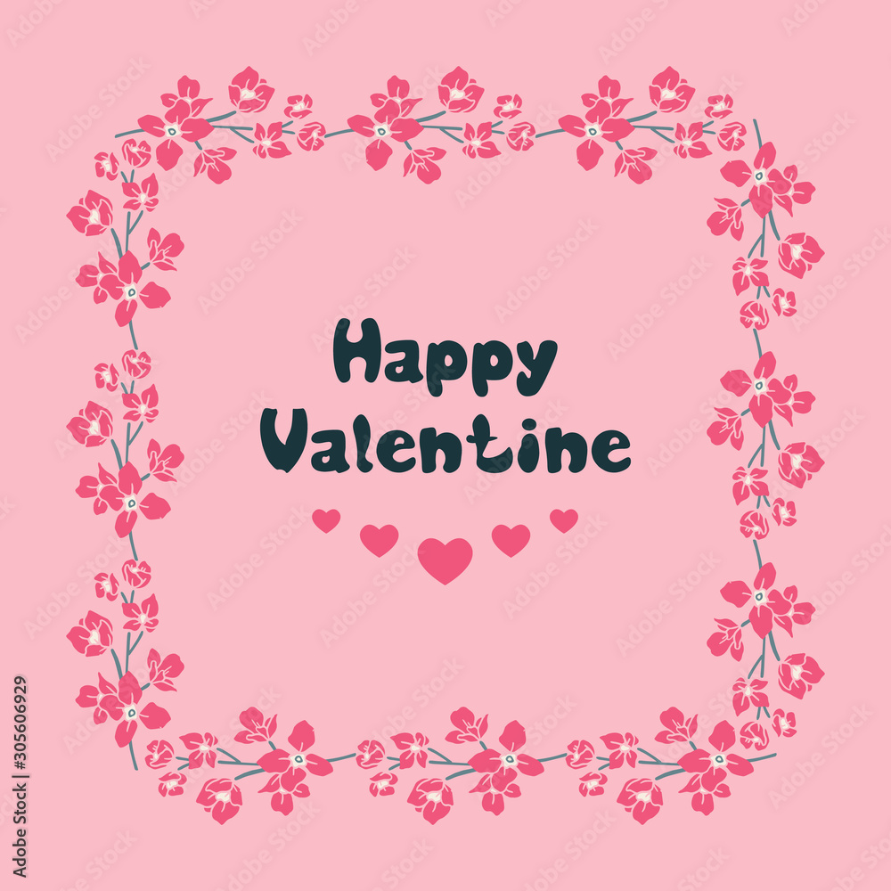 Ornament poster valentine day, with ornate wallpaper of pink wreath frame. Vector Ornament poster valentine day, with ornate wallpaper of pink wreath frame. Vector