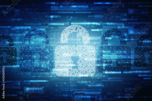 Foto 2d illustration Safety concept: Closed Padlock on digital background
