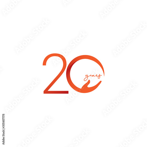 20 Years Anniversary Celebration Number Vector Template Design Illustration Logo Icon