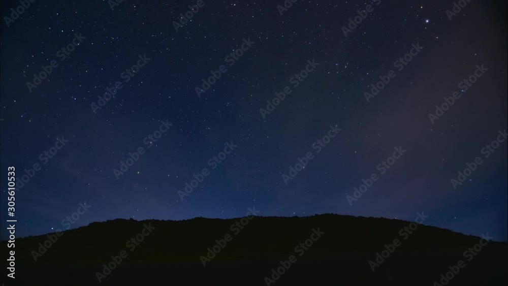 Starry night time lapse of mountainside in Idaho with hiker coming down with headlamp Starry night time lapse of mountainside in Idaho with hiker coming down with headlamp