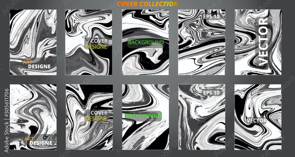 Set abstract marble modern designe. Splash acrylic colored bright liquid. Paints texture A4. For sale flyer,cover,presentation,print,business cards,calendars,invitations,sites,packaging. Copy space.