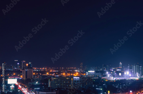 Wallpaper Mural Bangkok night view with skyscraper in business district in Bangkok Thailand Torontodigital.ca