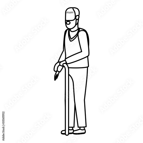 cute grandfather avatar character icon