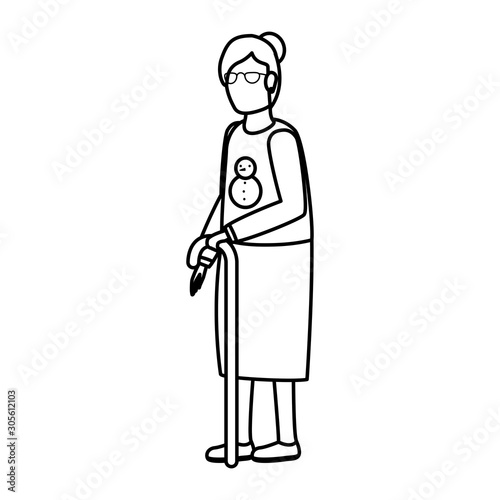 cute grandmother avatar character icon