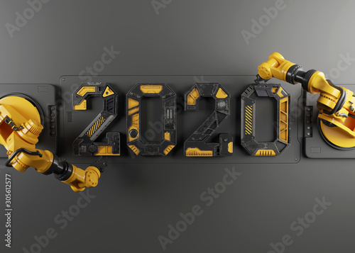 New year 2020 made from Robot alphabet photo