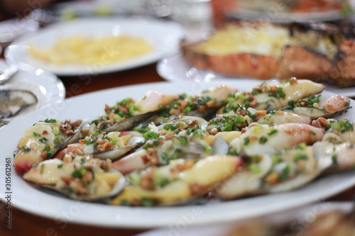 salad with cheese and olives.