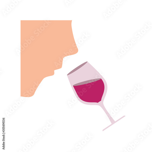 glass cup with wine taster flat style icon