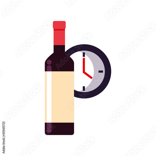wine bottle with clock flat style icon