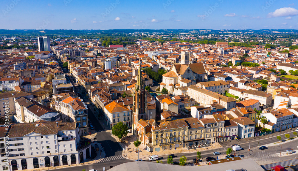 Aerial view of Agen with Cathedral