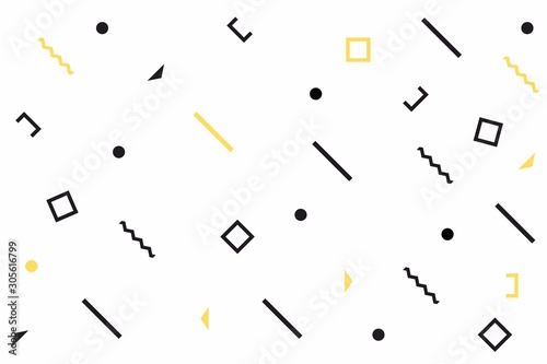 Geometric vector pattern with black and white. The shape of a triangle, lines, square, polyline. Hipster fashion Memphis style.