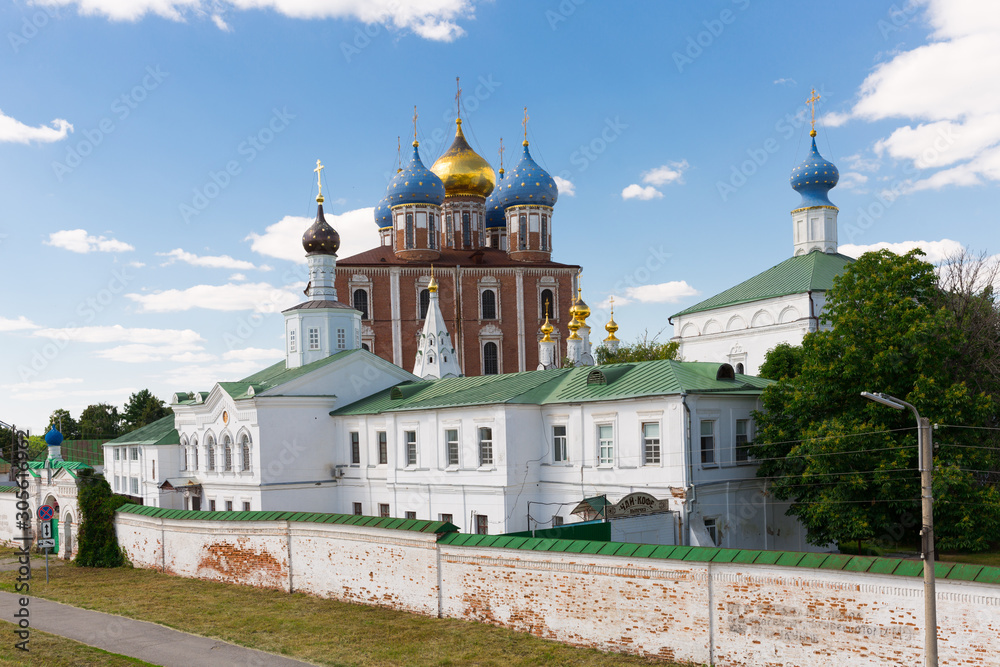 View of  Kremlin and  Cathedral in Ryazan at summer day
