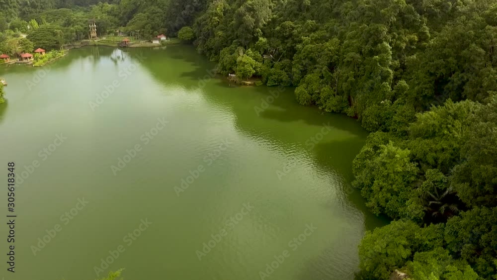 Aerial view of a public park known as Gunung Lang in Perak state in Malaysia. Aerial view of a public park known as Gunung Lang in Perak state in Malaysia.