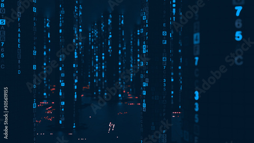 Blue digital HEX computer c...