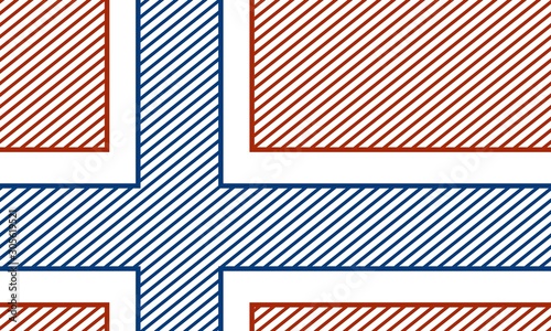 Norway national thin line style flag. Celebration card template for independence day. Blue, red and white.