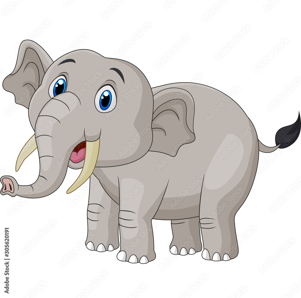 Cute cartoon elephant on white background Cute cartoon elephant on white background