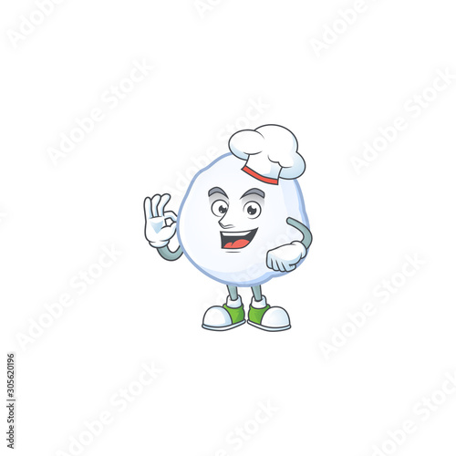 Happy Chef snowball cartoon character with white hat
