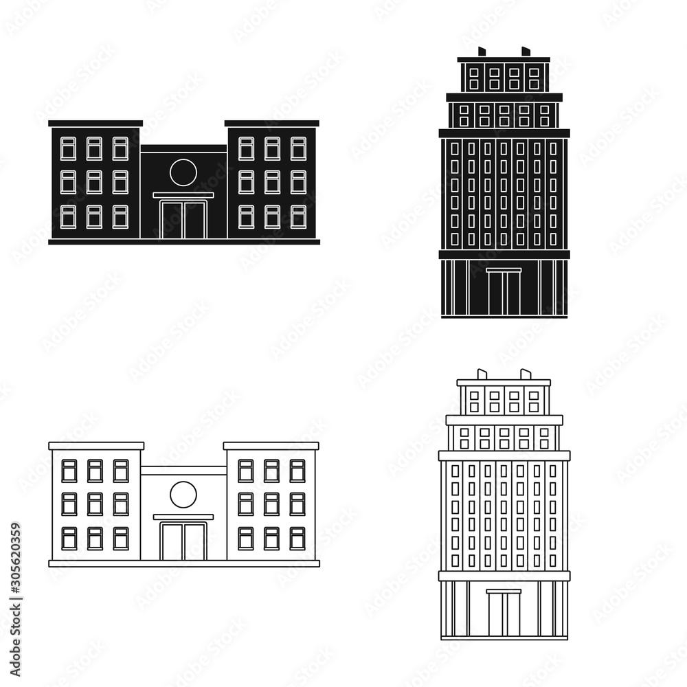 Vector illustration of municipal and center logo. Set of municipal and estate vector icon for stock.
