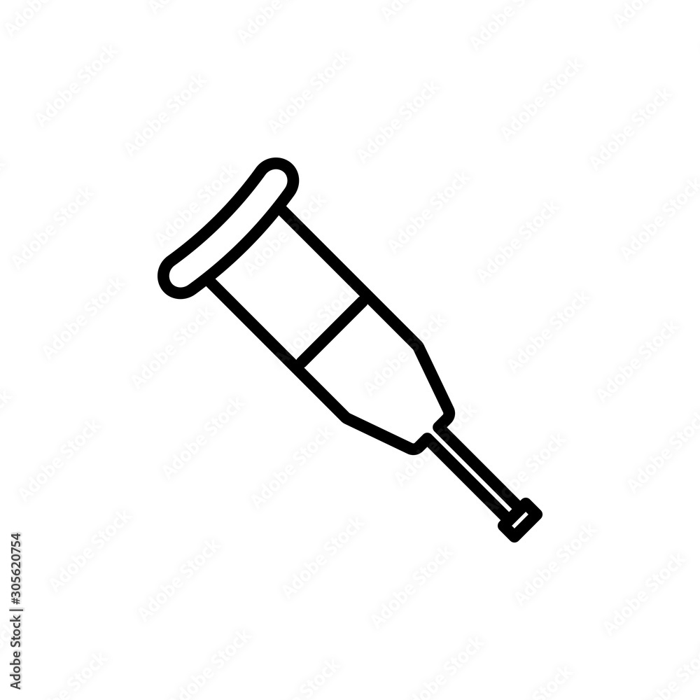 Crutch Vector Line Icon Crutch Vector Line Icon