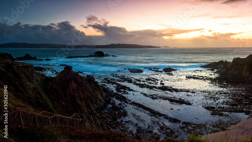 Dramatic Sky over Miranda Islands at the Mouth of Ares Estuary La Coruna Galicia