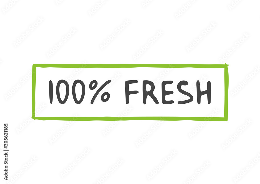 Vector Illustration. 100% Fresh Product. Nature Ingredients. Template for Badge, Logo, Tag and Label. Ecological Lifestyle. Objects Isolated on White Background. Vector Illustration. 100% Fresh Product. Nature Ingredients. Template for Badge, Logo, Tag and Label. Ecological Lifestyle. Objects Isolated on White Background.
