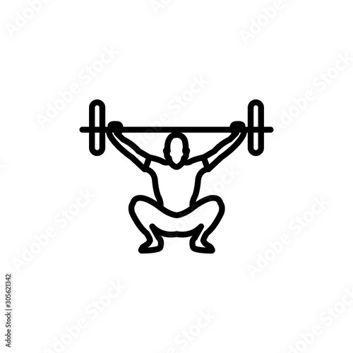Weightlifter Vector Line Icon
