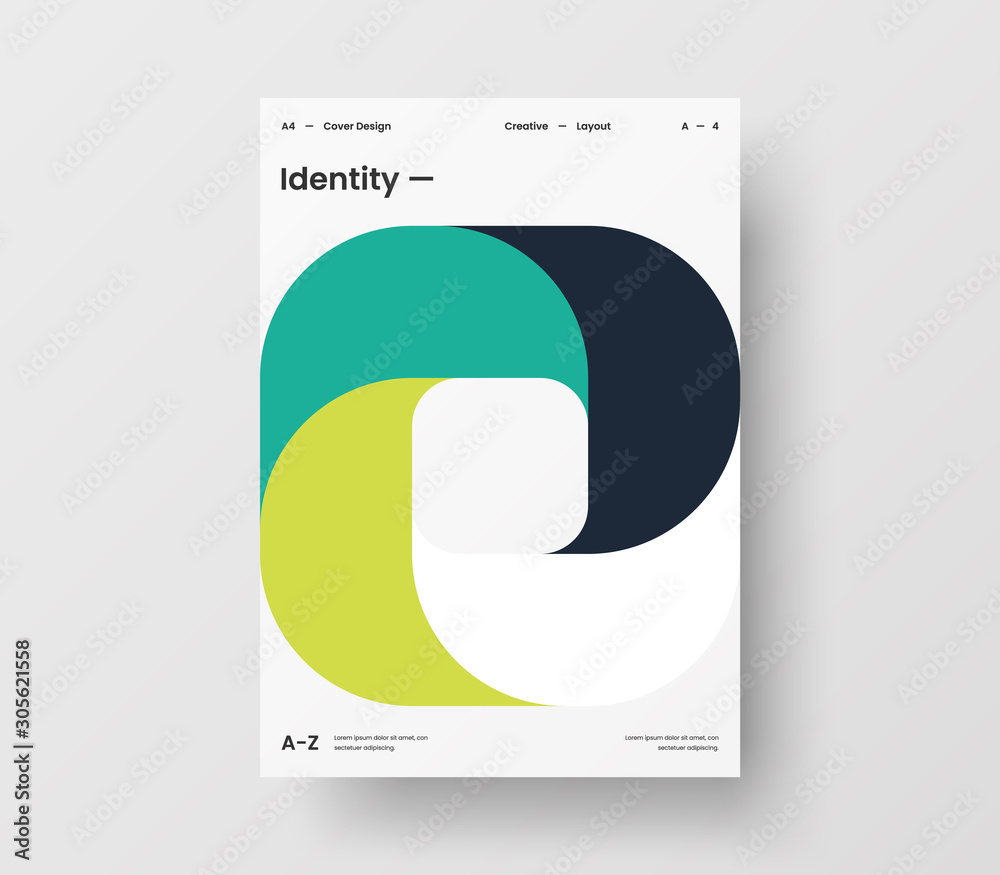 Fototapeta premium Amazing business presentation vector A4 vertical orientation front page mock up. Modern corporate report cover abstract geometric illustration design layout. Company identity brochure template.