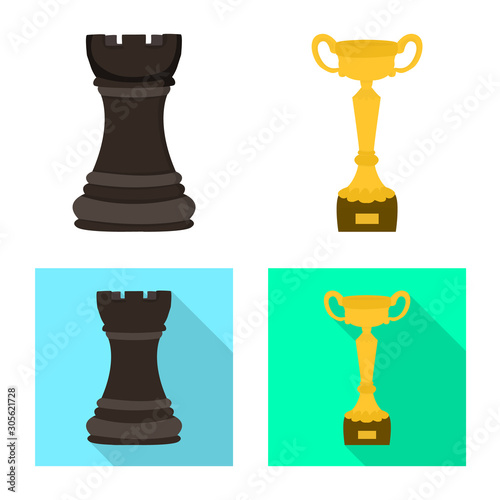 Vector illustration of checkmate and thin sign. Set of checkmate and target stock symbol for web.