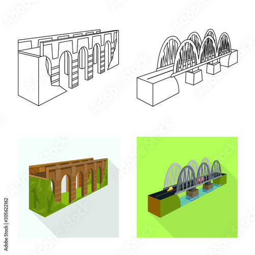 Isolated object of connection and design sign. Collection of connection and side stock symbol for web.