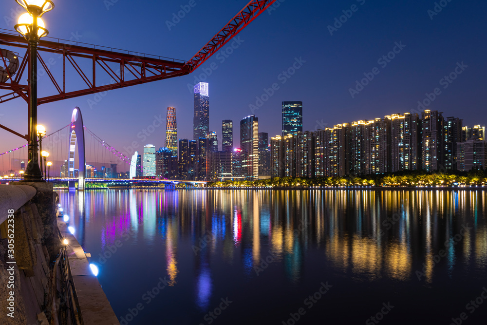 Fototapeta premium Beautiful city night view, Guangzhou, China