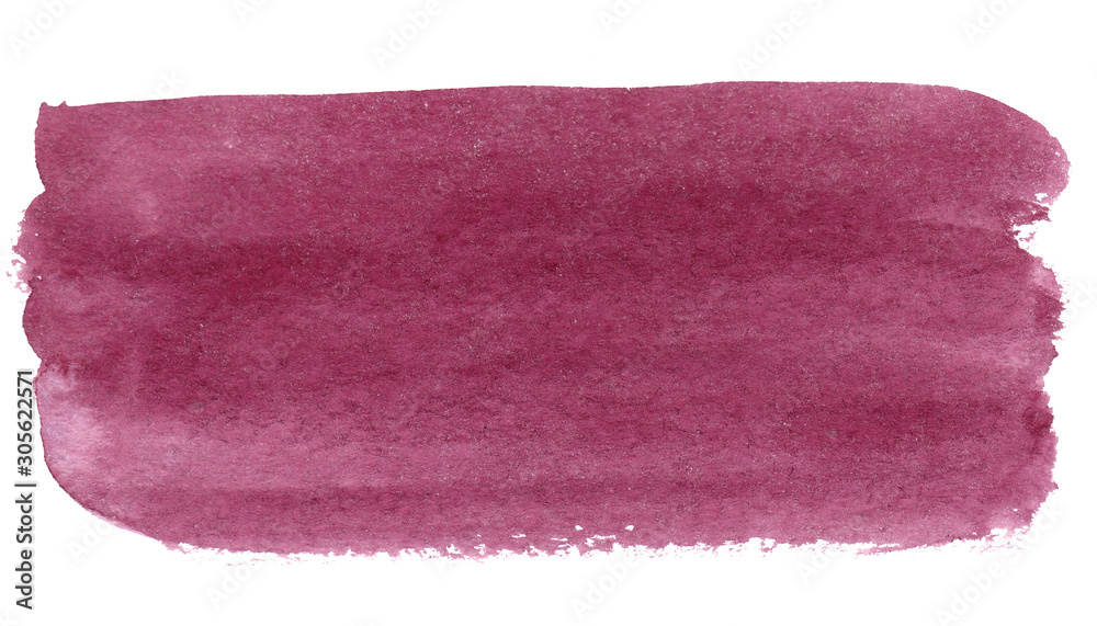 Fototapeta premium Hand drawn watercolor splatter isolated on white background. Abstract paint texture. Brush stroke with copy space for text. Blog decoration element, poster and greeting card template