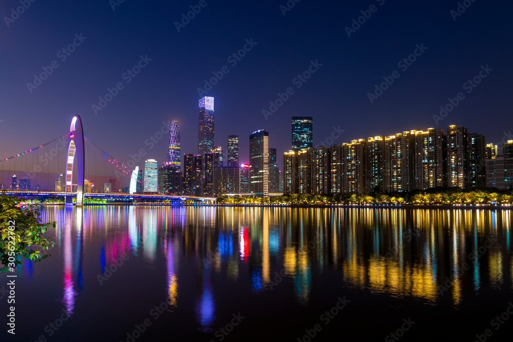 Beautiful city night view, Guangzhou, China