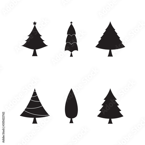Set of Vector black christmas tree