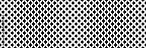 Wide geometric background from interconnected circles. Vintage black white seamless pattern.