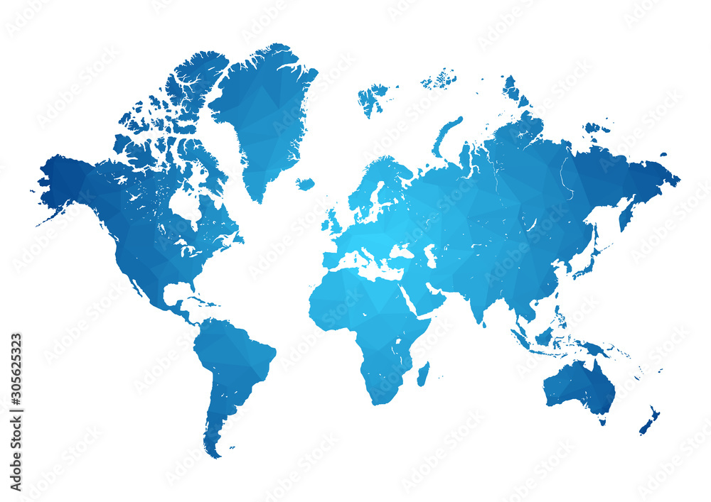 vectors World Map polygonal precision low-poly blue
