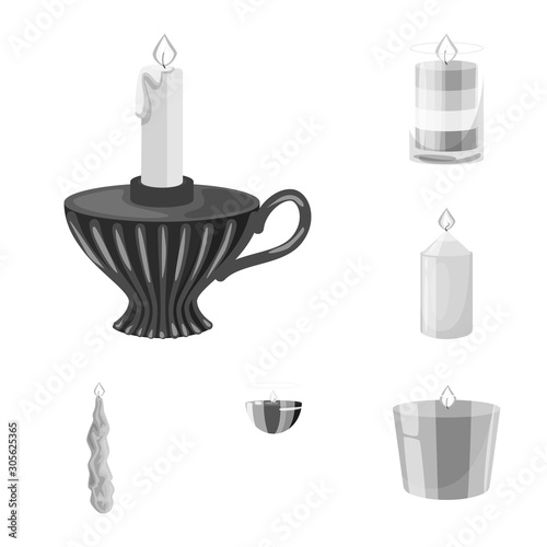Vector design of paraffin and fire icon. Collection of paraffin and decoration vector icon for stock.