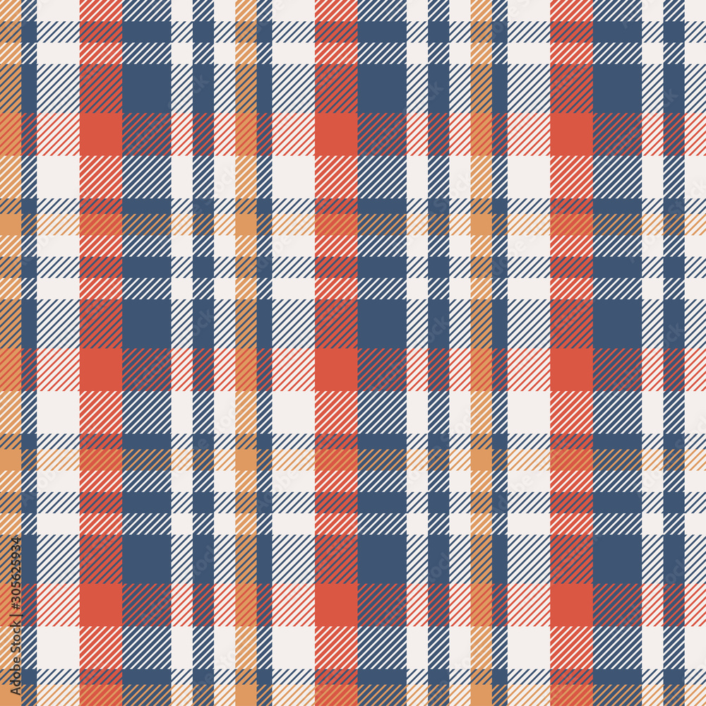 Tartan orange and blue seamless pattern. Tartan orange and blue seamless pattern.
