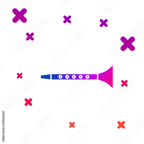 Color Clarinet icon isolated on white background. Musical instrument. Gradient random dynamic shapes. Vector Illustration