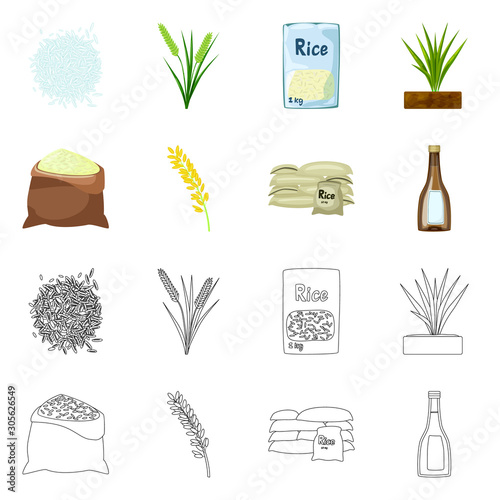 Isolated object of crop and ecological sign. Set of crop and cooking vector icon for stock.