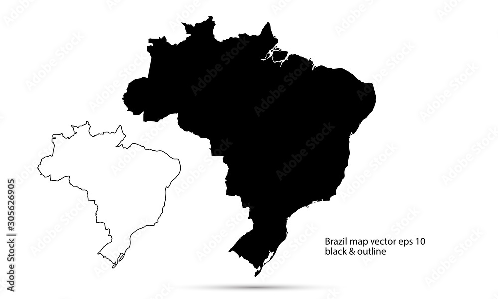 Brazil map vector, isolated black background flat