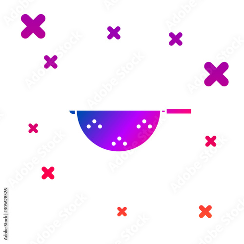 Color Kitchen colander icon isolated on white background. Cooking utensil. Cutlery sign. Gradient random dynamic shapes. Vector Illustration