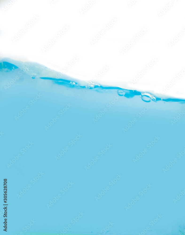 side view of blue water flowing on white background side view of blue water flowing on white background