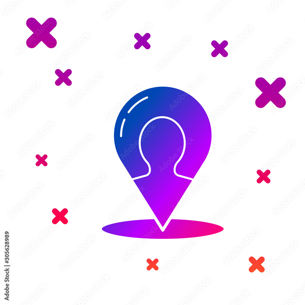 Color Map marker with a silhouette of a person icon isolated on white  background. GPS location symbol. Gradient random dynamic shapes. Vector  Illustration Stock Vector | Adobe Stock