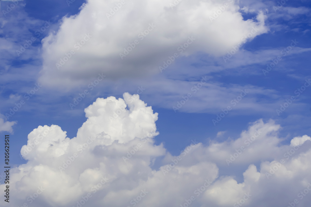 bright blue sky with large cloud in the shiny day