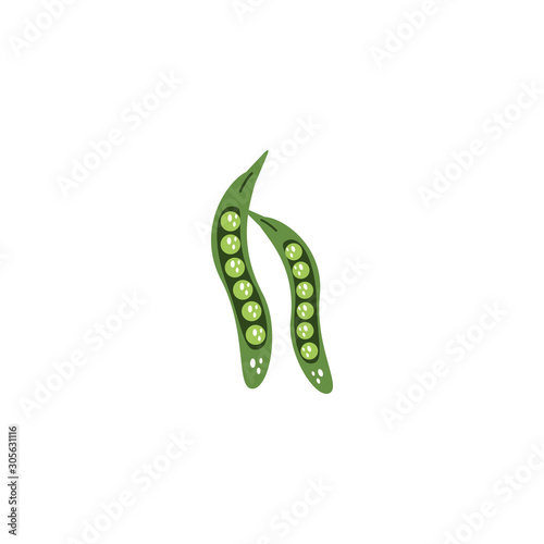 vegetable pea in pod flat style icon
