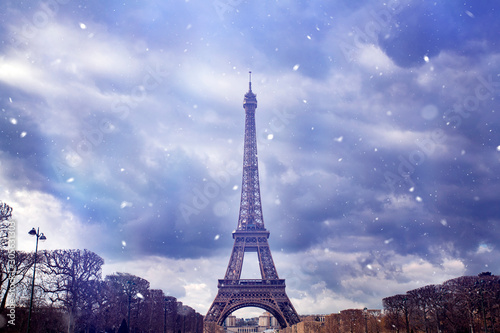 Christmas in Paris with snow.