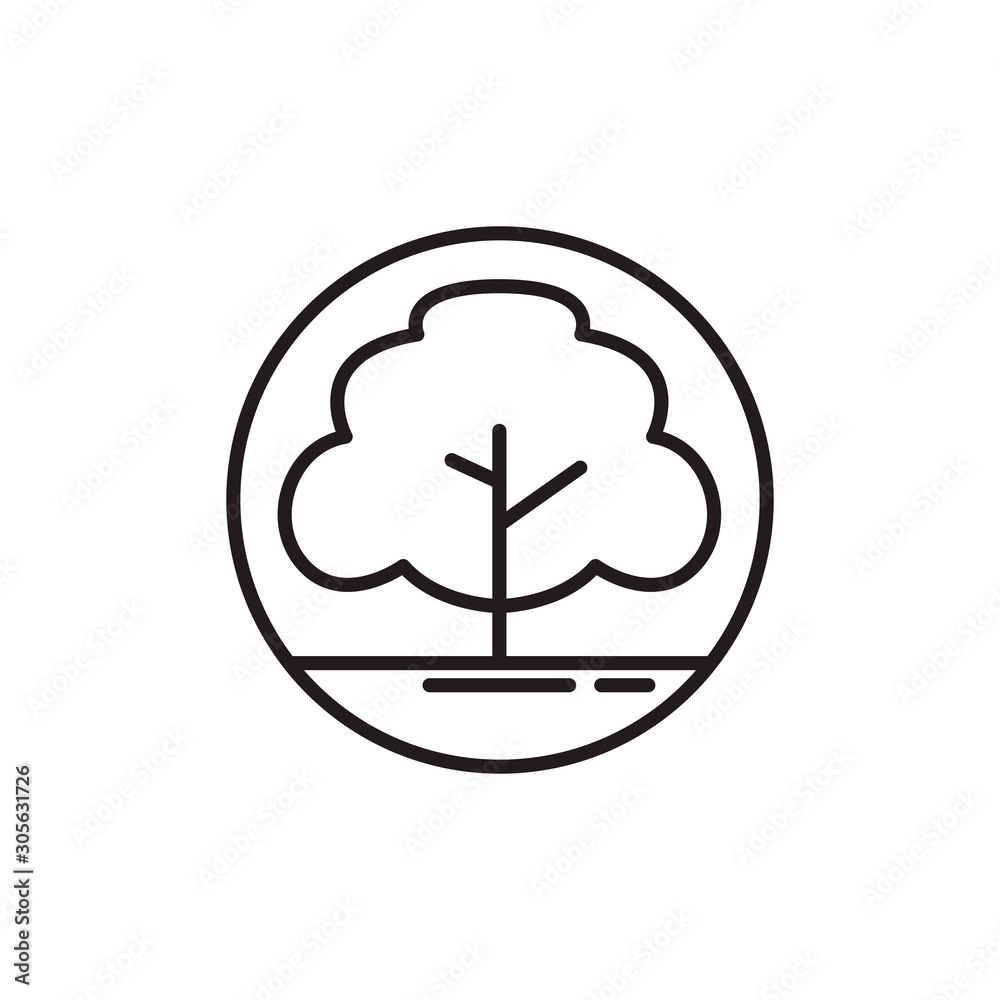 leafy tree natural line style leafy tree natural line style