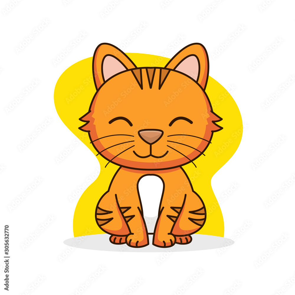 Fototapeta premium Cute cat sit vector cartoon illustration