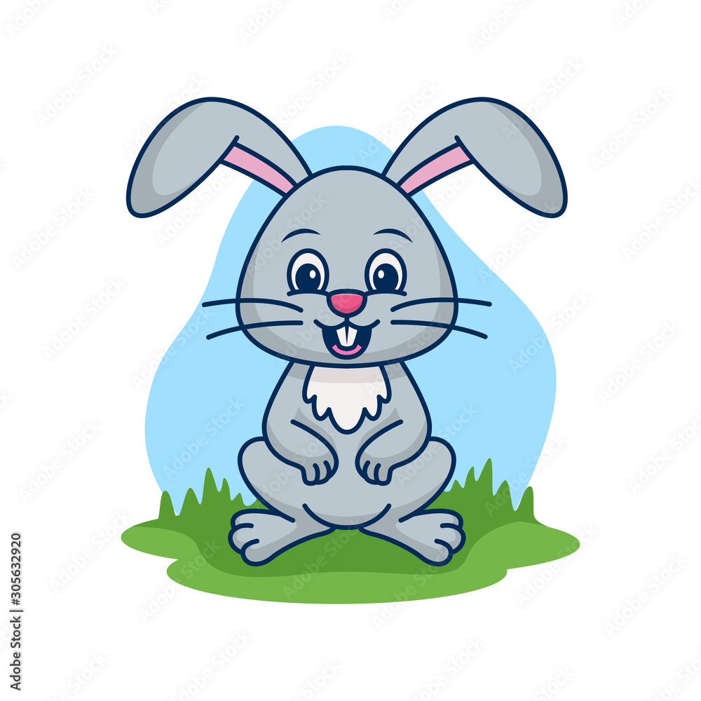 Obraz premium Cute rabbit vector cartoon illustration