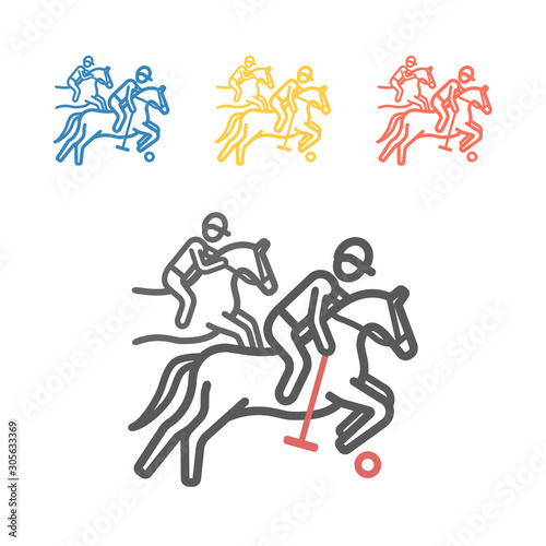 Polo player line icon. Vector signs for web graphics.