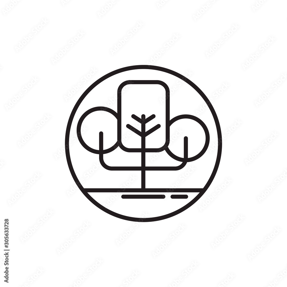 tree with branches line style tree with branches line style